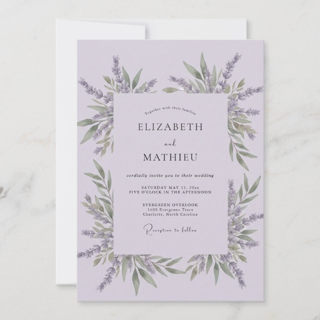 Lavender Fragrant Provence Wedding Invitation (Front)