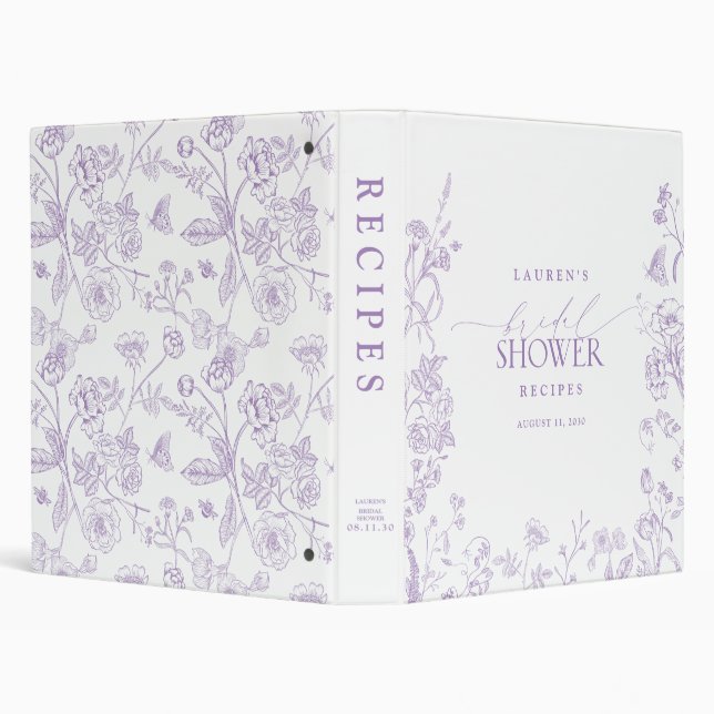 Lavender French Victorian Bridal Shower Recipe 3 Ring Binder (Background)