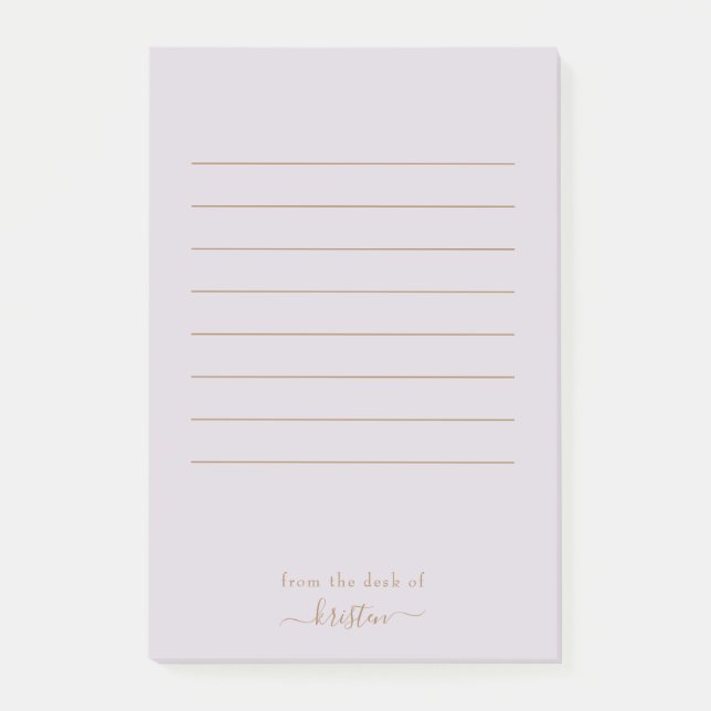 Lavender From the Desk of Custom Lined Large Post-it Notes (Front)