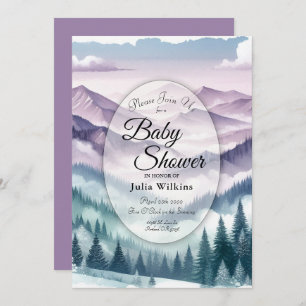 Lavender Frost in the Alpine Mist Baby Shower Invitation