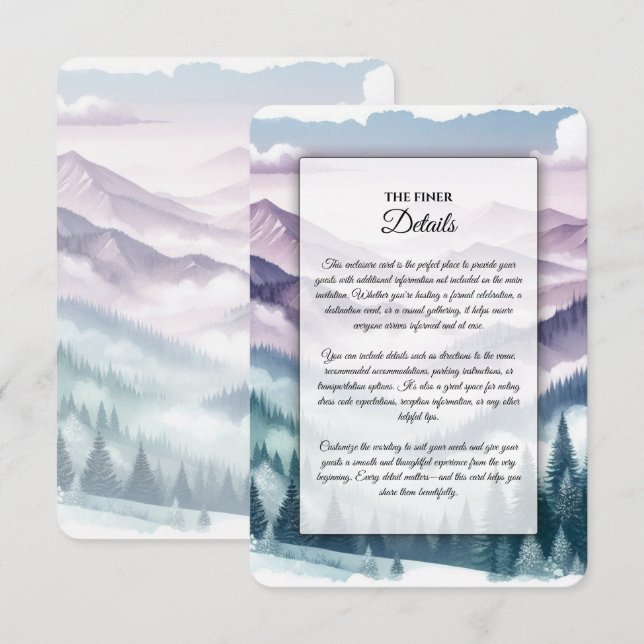  Lavender Frost in the Alpine Mist Wedding Enclosure Card (Front/Back)