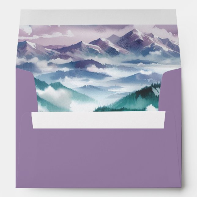Lavender Frost in the Alpine Mist Wedding Envelope (Back (Bottom))
