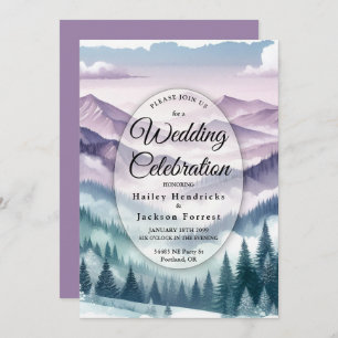 Lavender Frost in the Alpine Mist Wedding Invitation