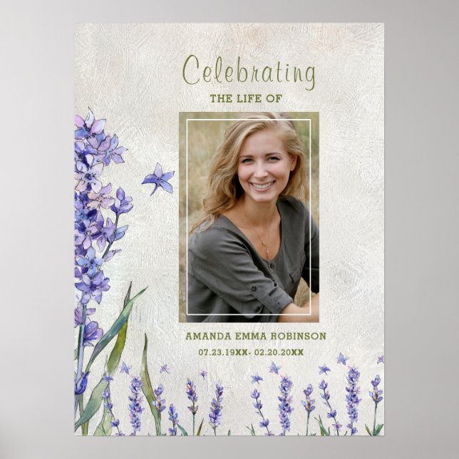 Lavender Funeral Celebrating of Life Welcome Sign (Front)