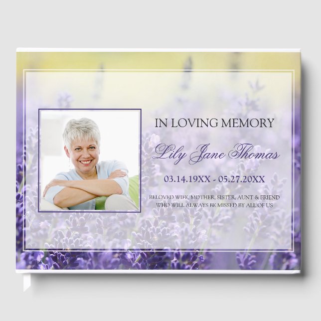 Lavender Funeral Guest Book | In Loving Memory (Front)