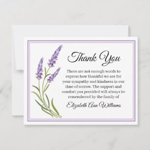 Lavender Funeral Note Card Flat Bereavement