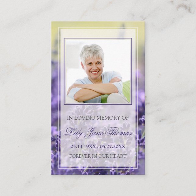 Lavender Funeral Prayer Cards | In Loving Memory (Front)