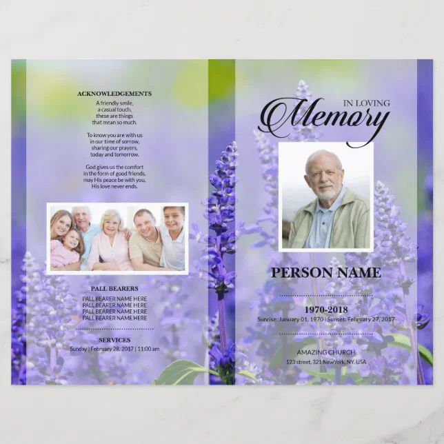 Lavender Funeral Template | Zazzle