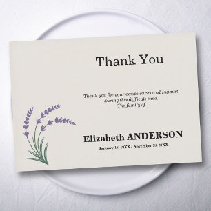 Lavender Funeral Thank You Card