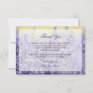 Lavender Funeral Thank You Card Memorial Card