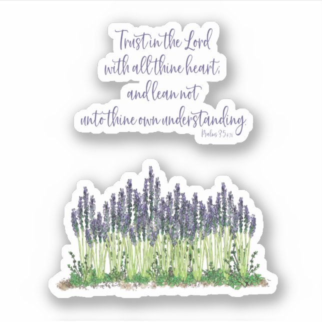 Lavender Garden Design. Encouraging verse. Sticker (Front)