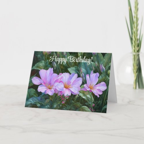 Lavender Garden Flowers Art Birthday Card