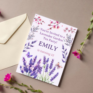 Lavender Garden Party Birthday Invitation Tween