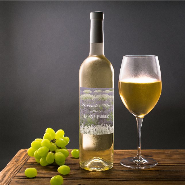 Lavender Garden Personalized Floral Wine Label (In Situ Glass of Wine)
