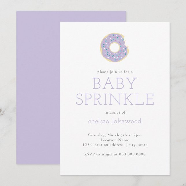 Lavender Gender Neutral Baby Sprinkle Invitation (Front/Back)