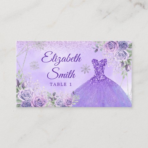 Lavender Geometric Christmas Princess Quinceaera Place Card