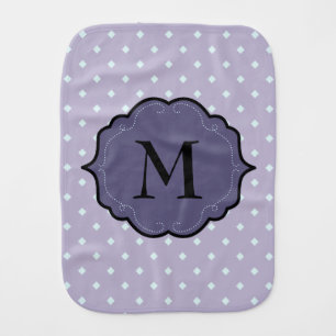 Lavender Geometric Dots Purple Monogram Banner Burp Cloth