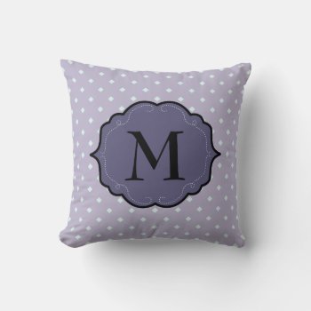 Lavender Geometric Dots Purple Monogram Banner Throw Pillow by VintageDesignsShop at Zazzle