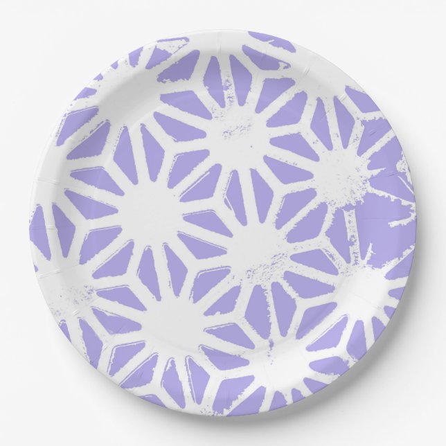 Lavender geometric pattern paper plates (Front)