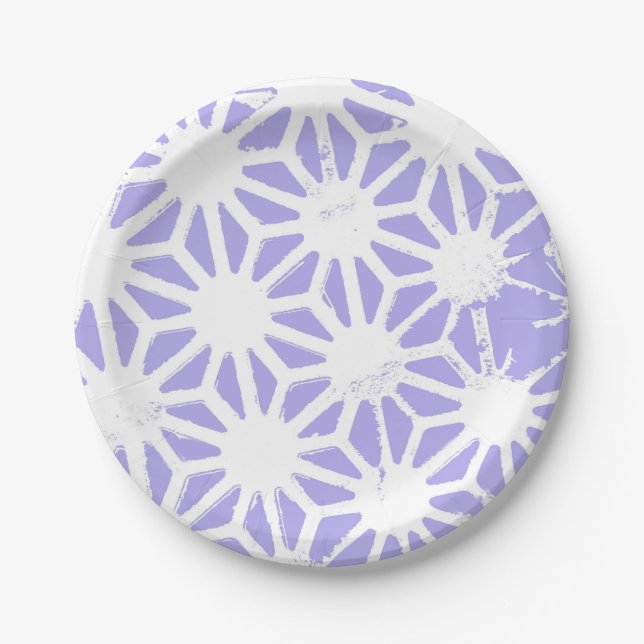 Lavender geometric pattern paper plates (Front)