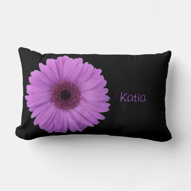 Lavender Gerbera Daisy Lumbar Pillow (Front)