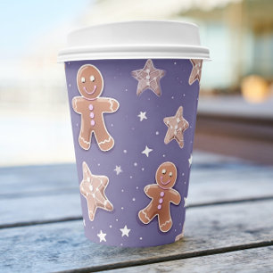 Lavender Gingerbread Man Holiday Paper Cup Set