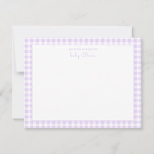 Lavender Gingham check Baby Girl Flat Thank You
