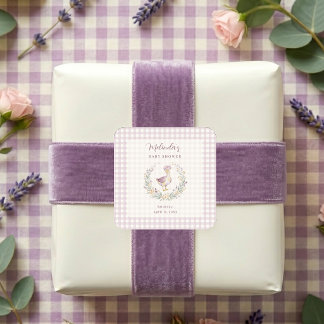 Lavender Gingham Goose Envelope Seal LPM26