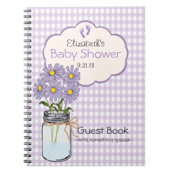 Lavender Gingham Mason Jar Baby Shower Guest Book by hungaricanprincess at Zazzle