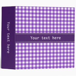 Lavender Gingham Pattern 3 Ring Binder