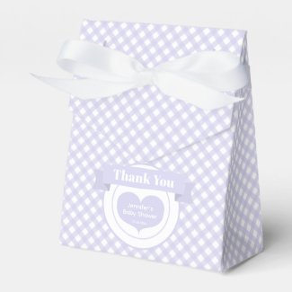 Lavender Gingham Pattern Baby Shower Thank You 