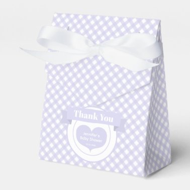 Lavender Gingham Pattern Baby Shower Thank You 