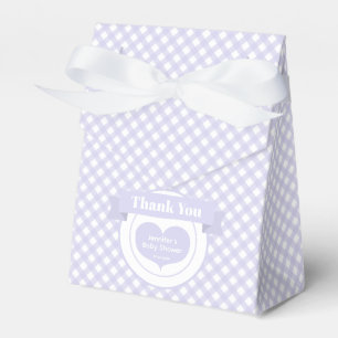 Lavender Gingham Pattern Baby Shower Thank You Favor Boxes
