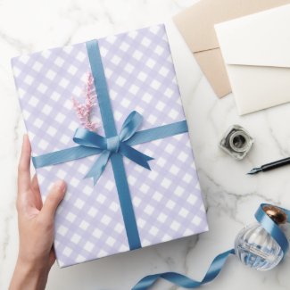 Lavender Gingham Pattern Glossy Wrapping Paper
