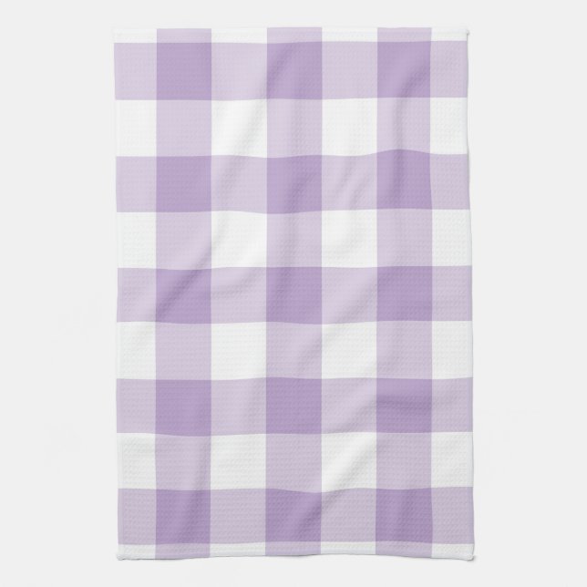 Lavender Gingham Pattern Kitchen Towel (Vertical)