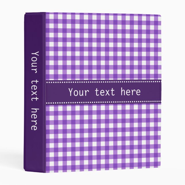 Lavender Gingham Pattern Mini Binder (Front/Spine)