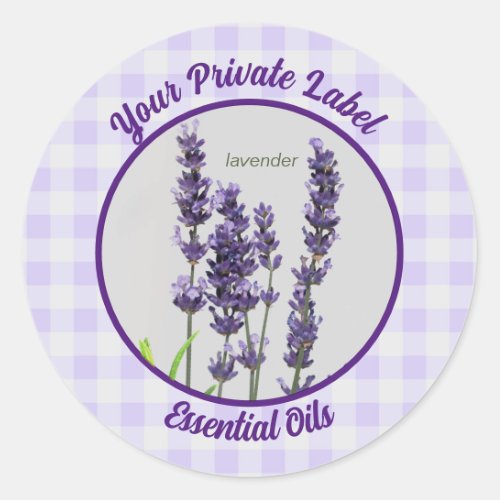 Lavender Gingham Private Essential Oils label 