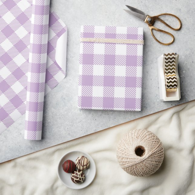 Lavender Gingham Retro Vintage Purple Plaid  Wrapping Paper (Crafts)