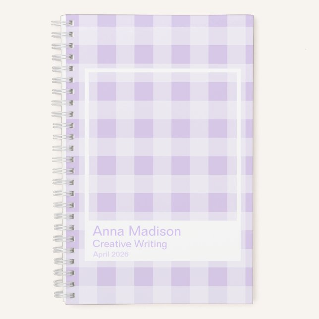 Lavender Gingham Transparent Frame Notebook (Front)
