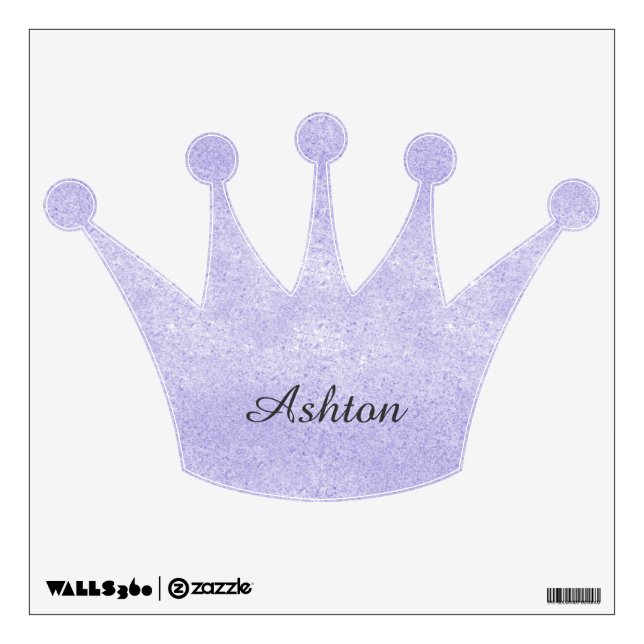 Lavender Glitter Crown Personalized Wall Decal (Front)