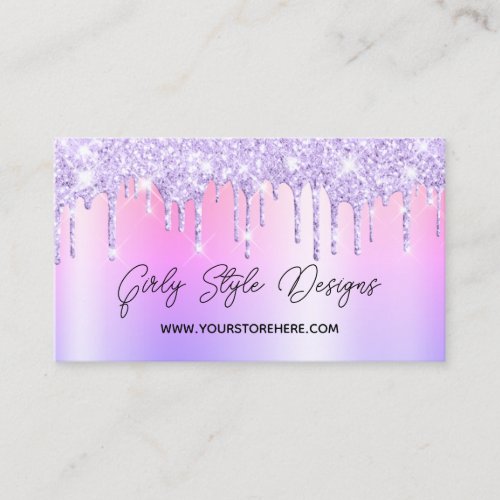 Lavender Glitter Drips Multi Ombre Online Store Business Card