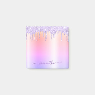 Lavender Glitter Drips Rainbow Shimmer Post-it Notes