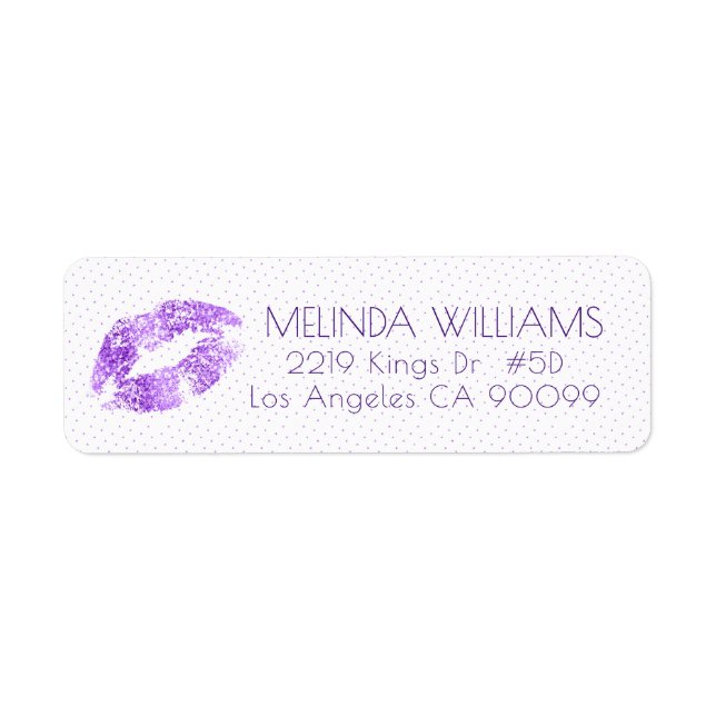 Lavender Glitter Lips & Dots pattern Label (Front)