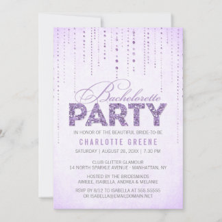 Lavender Glitter Look Bachelorette Party Invitation