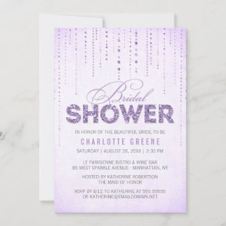 Lavender Glitter Look Bridal Shower Invitation
