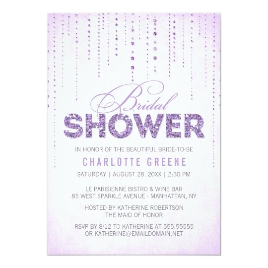 Lavender Glitter Look Bridal Shower Invitation