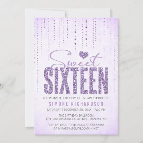 Glitter Look Sweet Sixteen Party Invitation