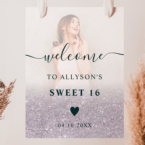 Lavender glitter ombre photo Sweet 16 welcome Poster