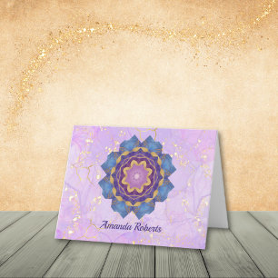 Lavender, Gold, and Blue Abstract Note Cards