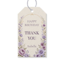 Lavender Gold Birthday Thank You Favor Tag